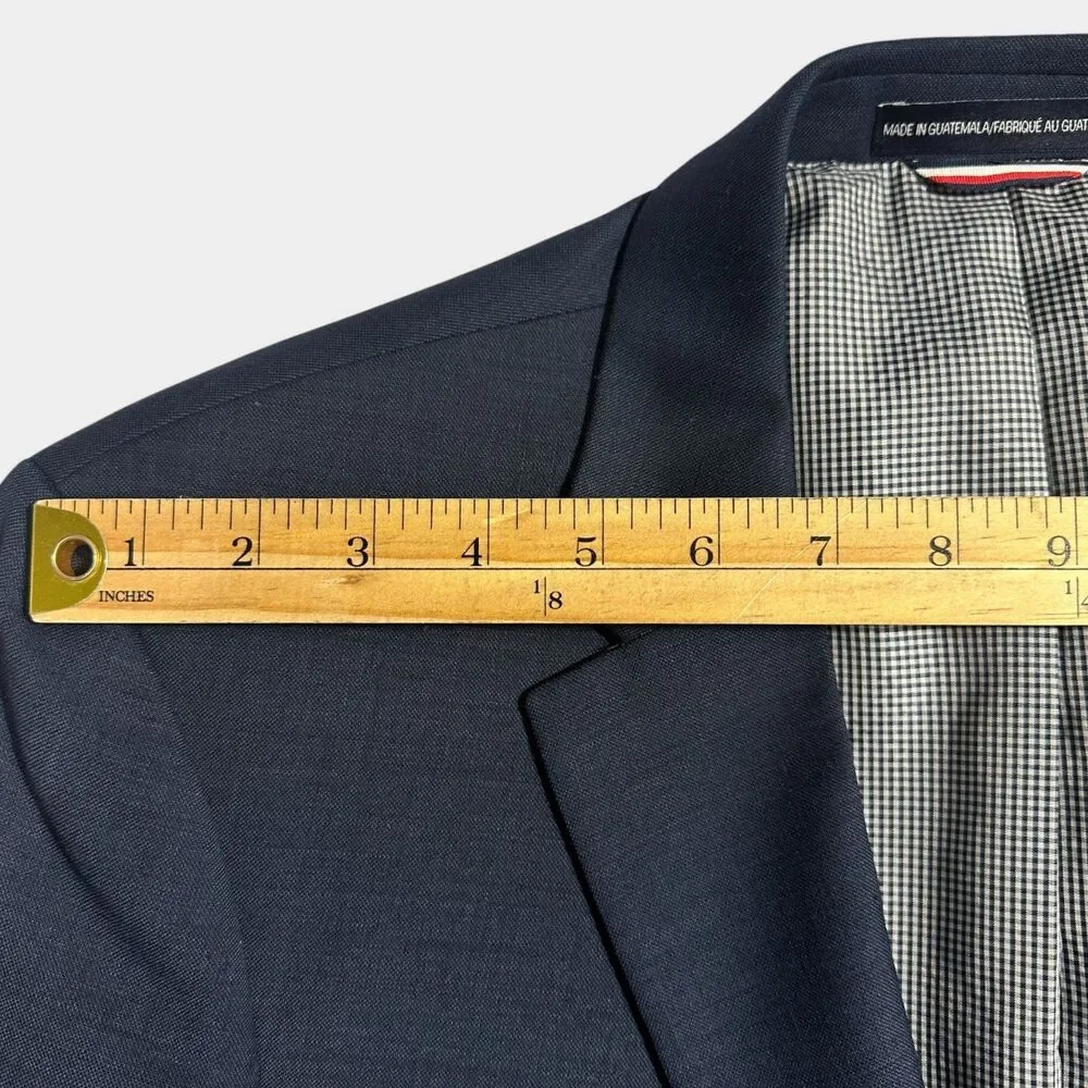 TOMMY HILFIGER Mens Blazer 42R Sport Coat 2-Button Jacket Navy WOOL Blend